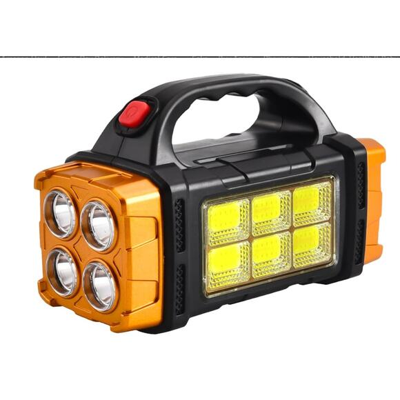 Solar LED Flashlight, HighLumen Rechargeable Spotlight, 4 Light Mode Searchlight - Picture 1 of 6